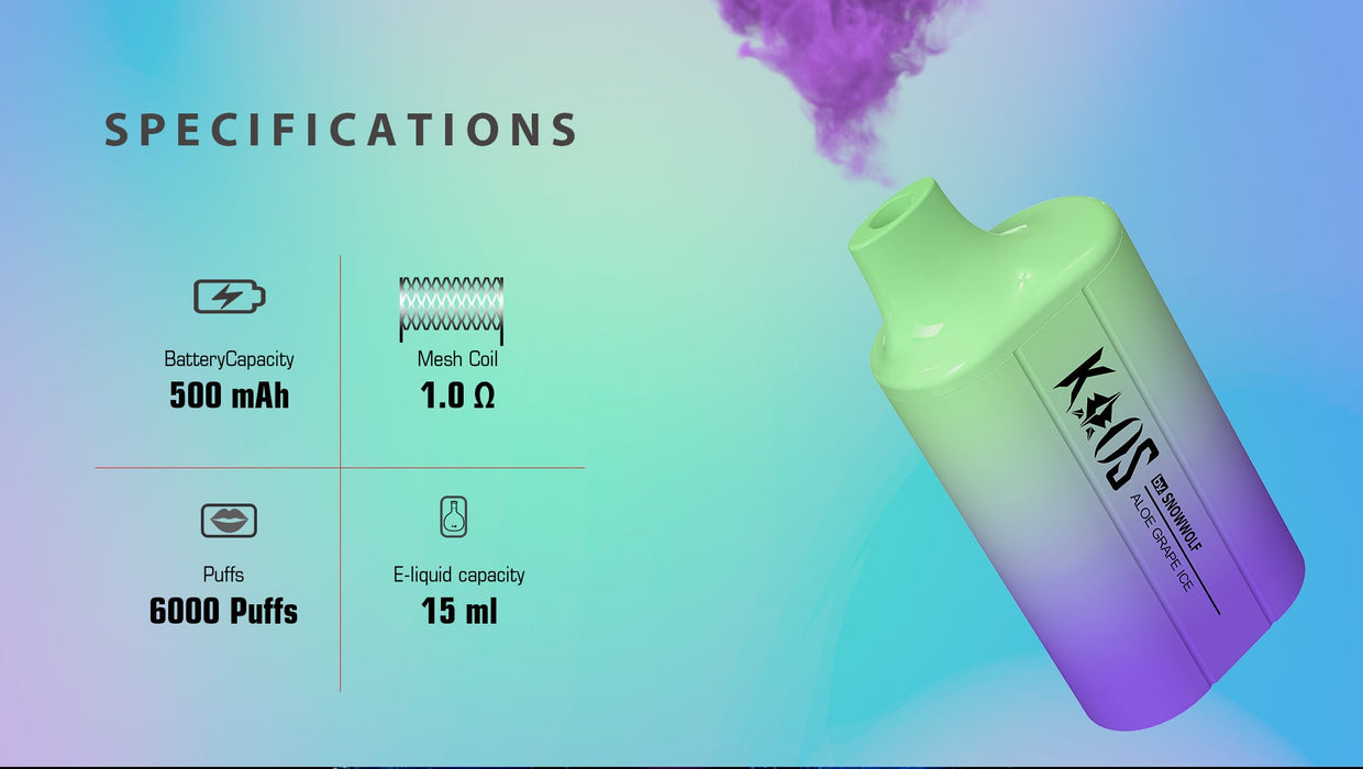 Kaos 6000 puffs specifications