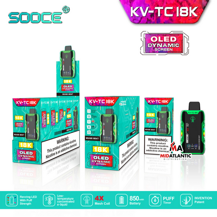 SOOCE KV-TC18K Disposable Vape Best Miami Mint
