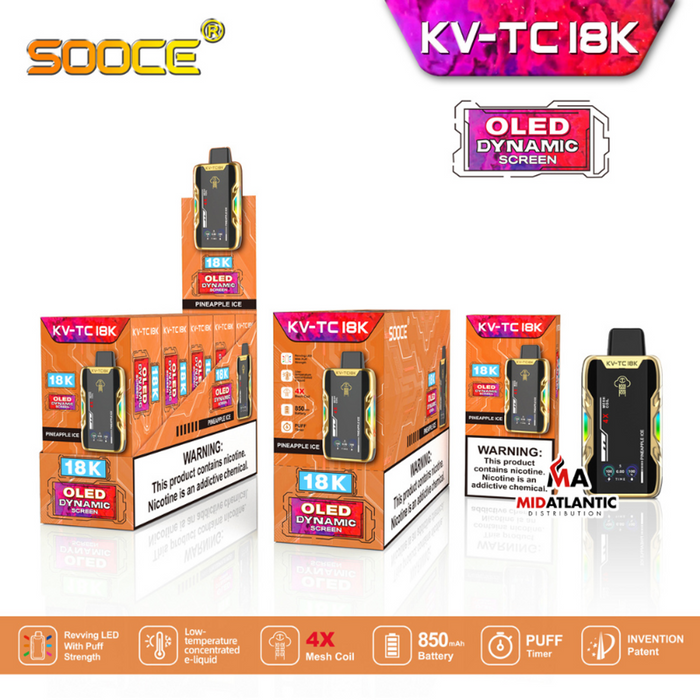 SOOCE KV-TC18K Disposable Vape Best Pineapple Ice