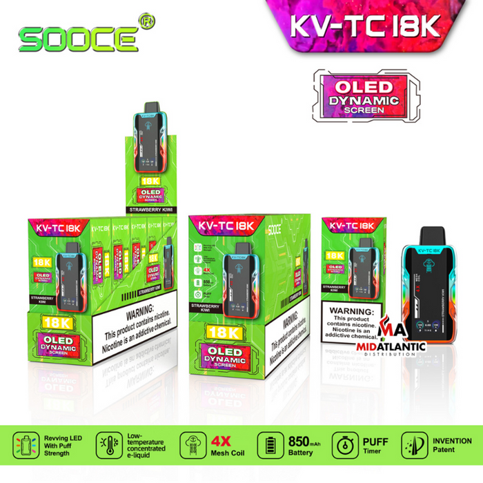 SOOCE KV-TC18K Disposable Vape Best Strawberry Kiwi
