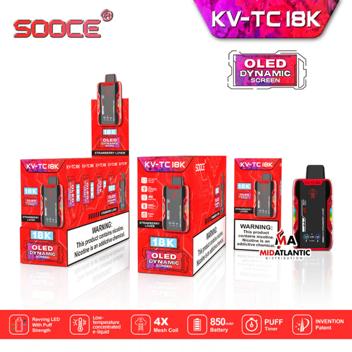 SOOCE KV-TC18K Disposable Vape Best Strawberry Lover