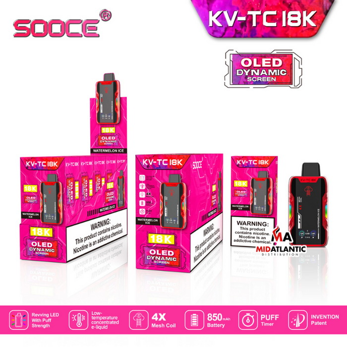 SOOCE KV-TC18K Disposable Vape  Best Watermelon Ice