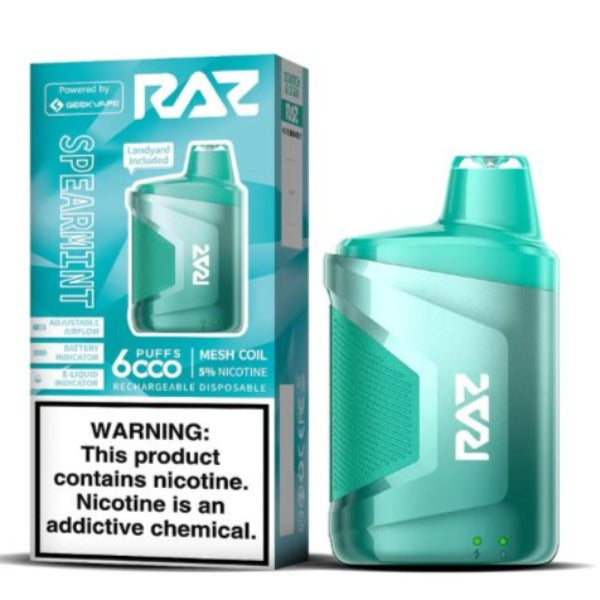 Raz CA6000 6000 Puffs by Geek Vape Disposable 10 Pack 10 mL Best Flavor - Spearmint