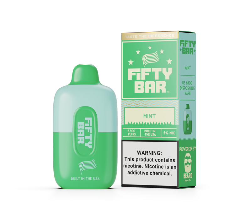 Fifty Bar 6500 Puff Rechargeable Vape Disposable 16mL Best Flavor Mint