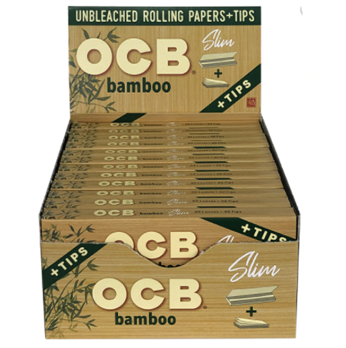 OCB Bamboo Rolling Papers King Size Slim 32-Count Display of 24
