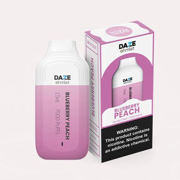 7Daze OHMLET 7000 Puffs Rechargeable Vape Disposable 10 Pack Best Flavor Blueberry Peach