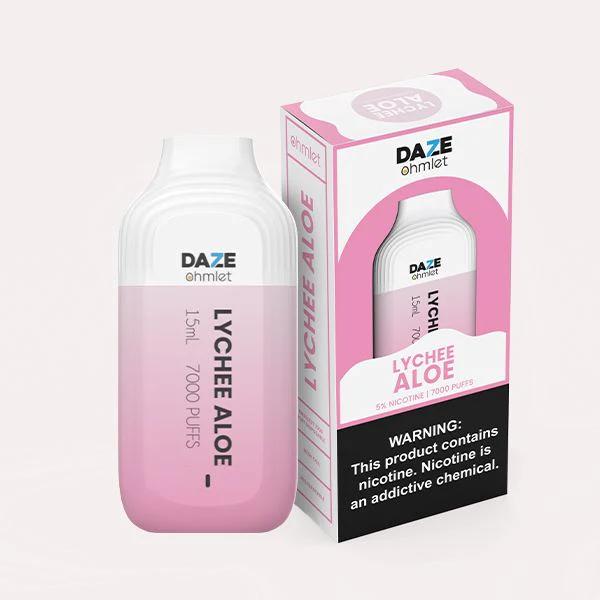 7Daze OHMLET 7000 Puffs Rechargeable Vape Disposable 15mL 10 Pack Best Flavor Lychee Aloe