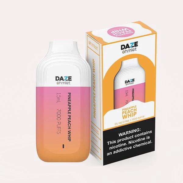 7Daze OHMLET 7000 Puffs Rechargeable Vape Disposable 15mL 10 Pack Best Flavor Pineapple Peach Whip