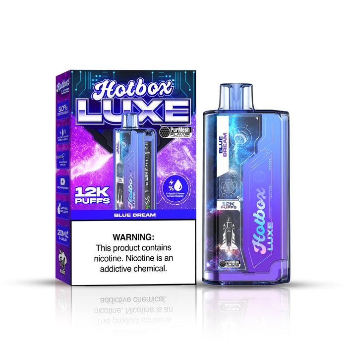 Hotbox Luxe 12k Puffs Disposable Vape 20mL Best Flavor Blue Dream
