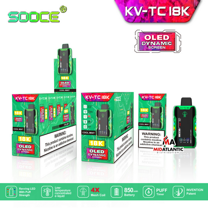 SOOCE KV-TC18K Disposable Vape Best Cool Mint