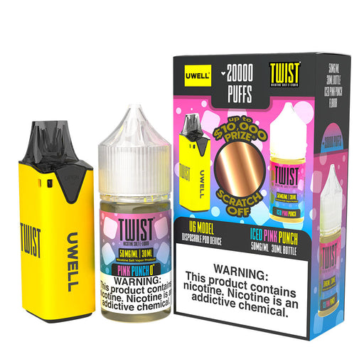 Uwell Twist V6 20000 Puffs Rechargeable Vape Disposable 6mL Best Flavor Iced Pink Punch
