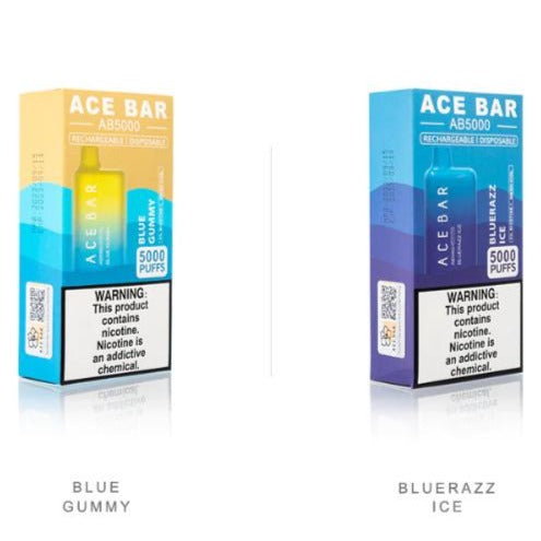 Ace Bar AB 5000 5000 Puffs Disposable Vape 10mL 10 Pack Best Flavors Blue Gummy Bluerazz Ice