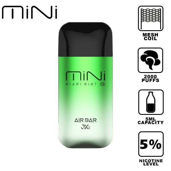 Air Bar Mini 2000 Puffs Disposable Vape 10 Pack 5mL Best Flavor Miami Mint