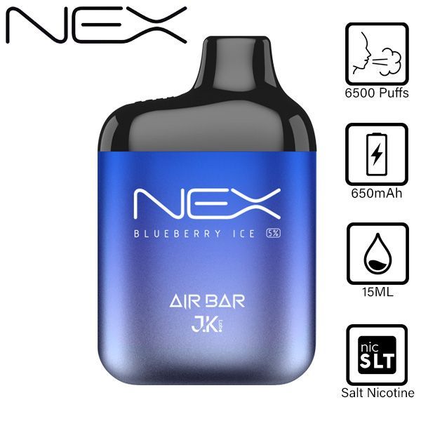 Air Bar NEX 6500 Puffs Disposable Vape 10-Pack Best Flavor Blueberry Ice