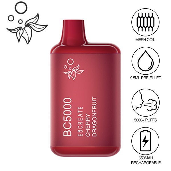 EBCreate BC5000 Thermal Edition Disposable Vape 10 Pack 9.5mL Best Flavor Cherry Dragonfruit