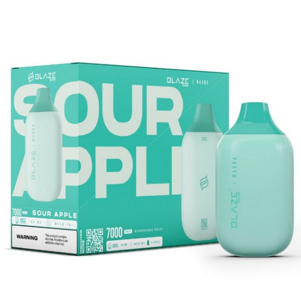 BLAZE Magna 7000 Puffs Rechargeable Vape Disposable 14mL Best Flavor Sour Apple
