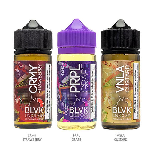 BLVK 100ML Vape Juice Best Flavors Crmy Strawberry Prpl Grape Vnla Custard