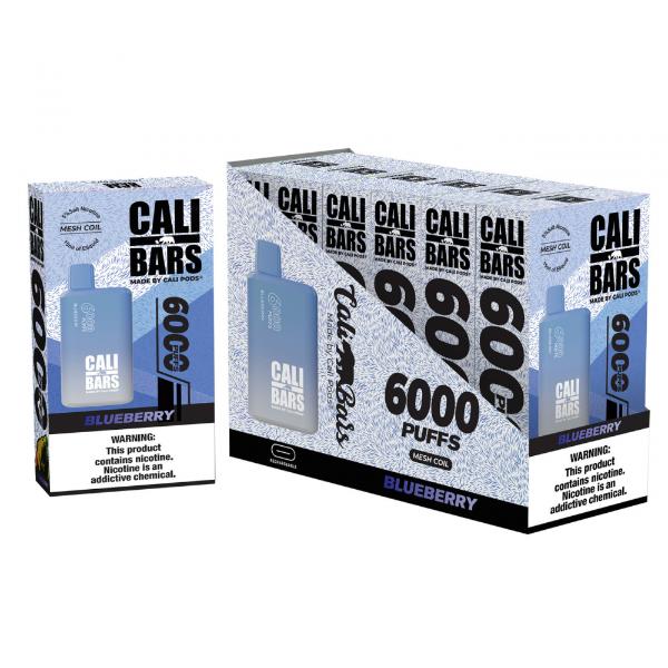 Cali Bars V2 6000 Puffs Disposable Vape 15mL 6 Pack Best Flavor Blueberry