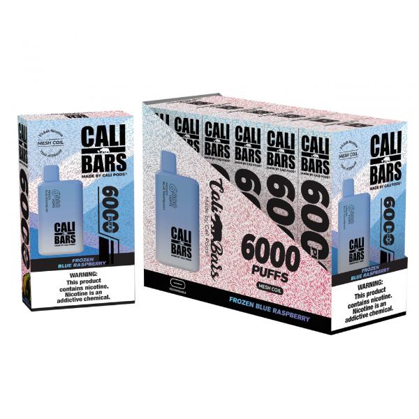 Cali Bars V2 6000 Puffs Disposable Vape 15mL 6 Pack Best Flavor Frozen Blue Raspberry