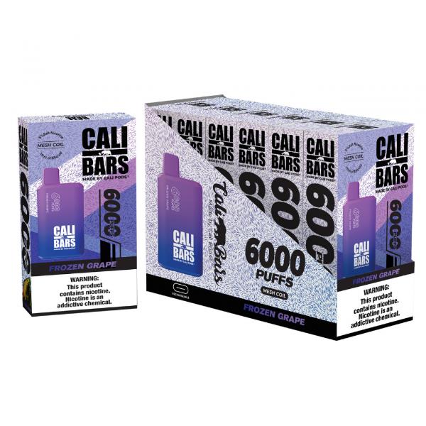 Cali Bars V2 6000 Puffs Disposable Vape 15mL 6 Pack Best Flavor Frozen Grape