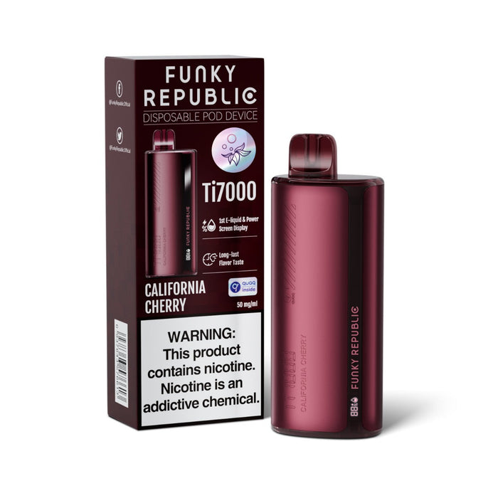 Funky Republic Ti7000 Disposable Vape-5-Pack Best Flavor California Cherry