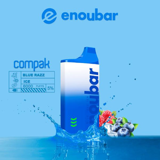 ENOUBAR Compak V2 Rechargeable Disposable Vape Device 6000 Puffs 10-Pack Best Flavor Blue Razz Ice
