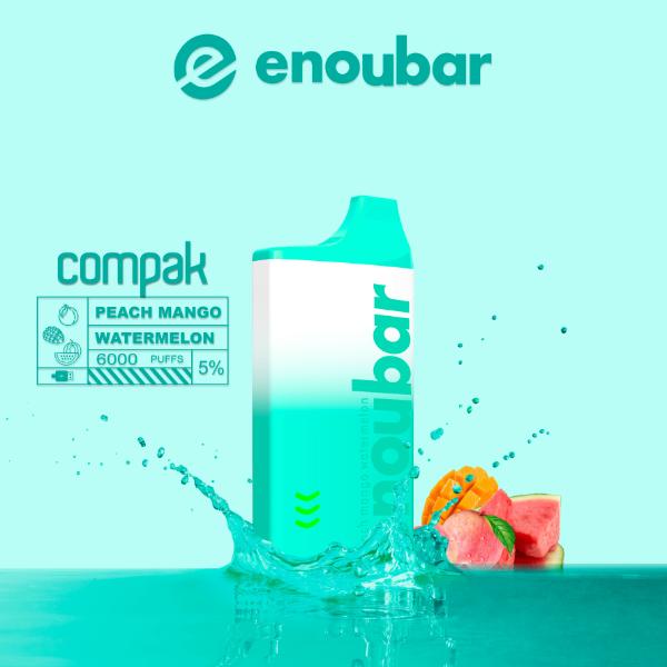 ENOUBAR Compak V2 Rechargeable Disposable Vape Device 6000 Puffs 10-Pack Best Flavor Peach Mango Watermelon