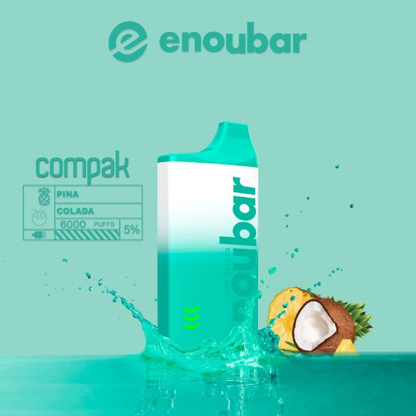 ENOUBAR Compak V2 Rechargeable Disposable Vape Device 6000 Puffs 10-Pack Best Flavor Pina Colada