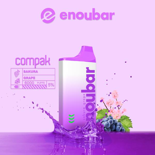 ENOUBAR Compak V2 Rechargeable Disposable Vape Device 6000 Puffs 10-Pack Best Flavor Sakura Grape