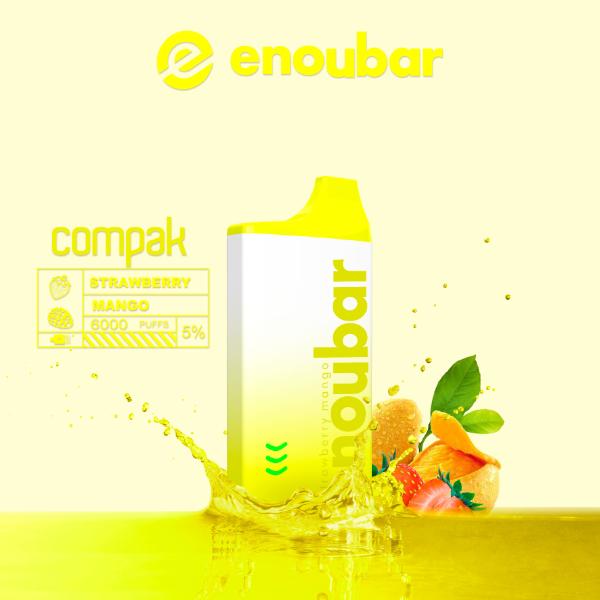 ENOUBAR Compak V2 Rechargeable Disposable Vape Device 6000 Puffs 10-Pack Best Flavor Strawberry Mango