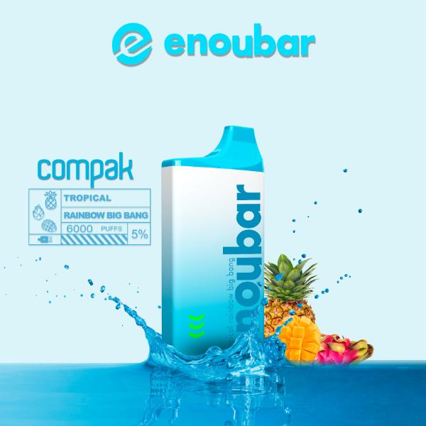 ENOUBAR Compak V2 Rechargeable Disposable Vape Device 6000 Puffs 10-Pack Best Flavor Tropical Rainbow Big Bang
