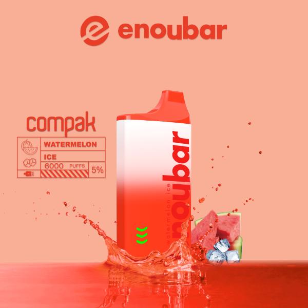 ENOUBAR Compak V2 Rechargeable Disposable Vape Device 6000 Puffs 10-Pack Best Flavor Watermelon Ice