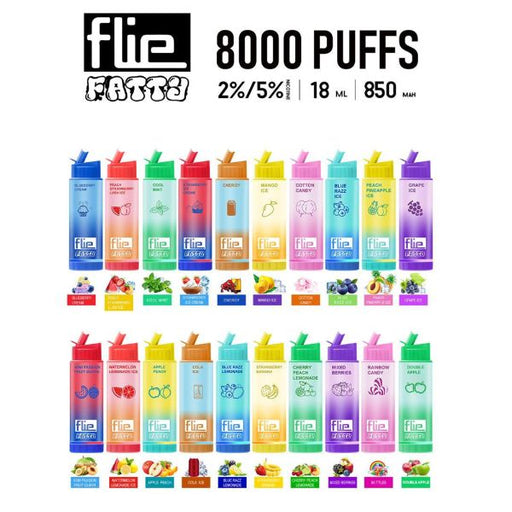 Flie Fatty 8000 Puffs Rechargeable Vape Disposable 16mL 10 Pack Best Flavors