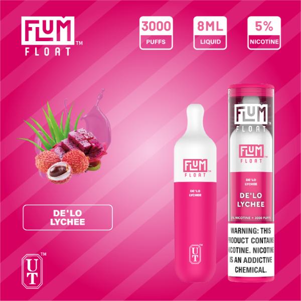 Flum Float 3000 Puffs Disposable Vape 10-Pack Best Flavor - De'lo Lychee
