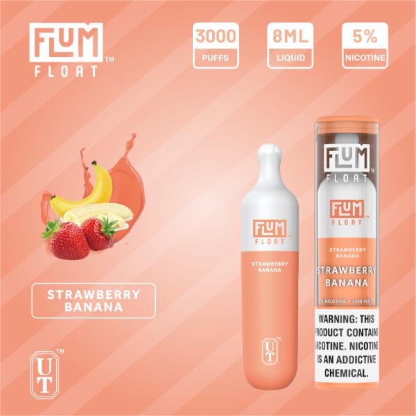 Flum Float 3000 Puffs Disposable Vape 10-Pack Best Flavor - Strawberry Banana