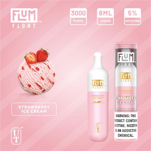 Flum Float 3000 Puffs Disposable Vape 10-Pack Best Flavor - Strawberry Ice Cream
