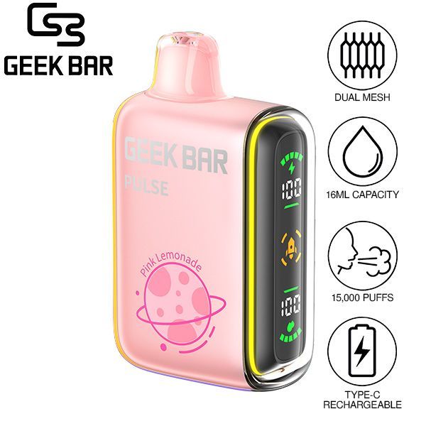 Geek Bar Pulse 15,000 Puffs Recharge Vape Best Flavor Pink Lemonade