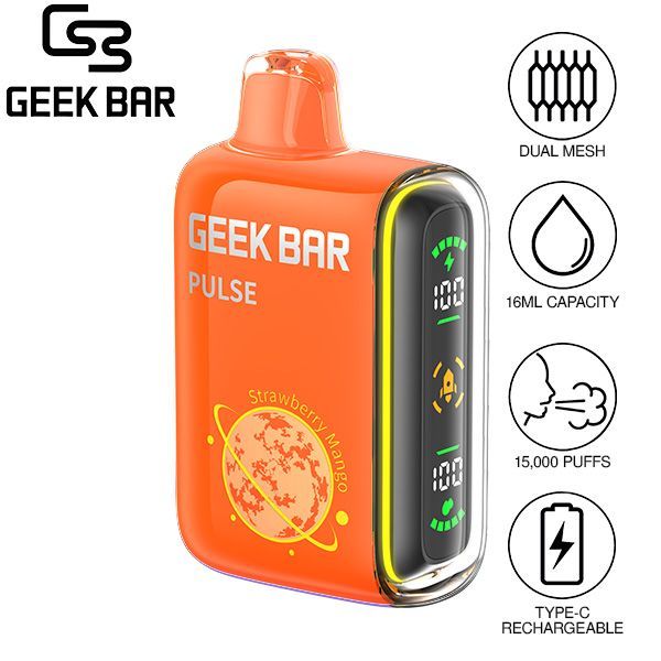 Geek Bar Pulse 15,000 Puffs Recharge Vape Best Flavor Strawberry Mango