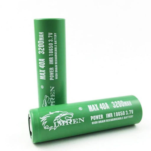 Imren 3200mAh 18650 Green 40A Battery 2 Pack Best