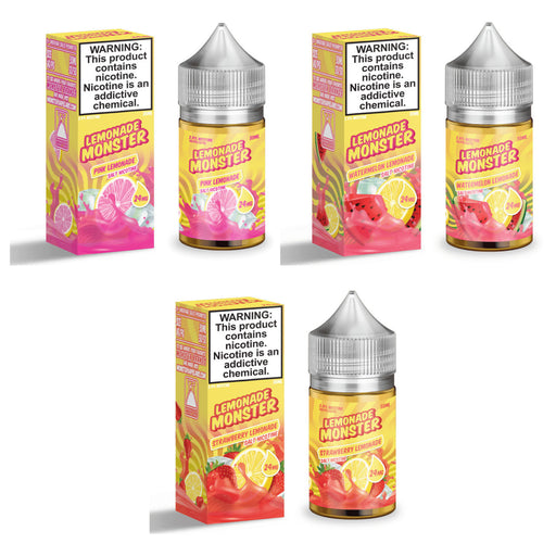 Lemonade Monster Salts Vape Juice 30mL Best Flavors - Pink Lemonade | Watermelon Lemonade | Strawberry Lemonade