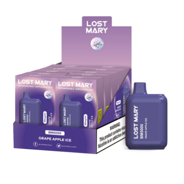Lost Mary BM5000 Puffs Disposable Vape 14mL Best Flavor Grape Apple Ice