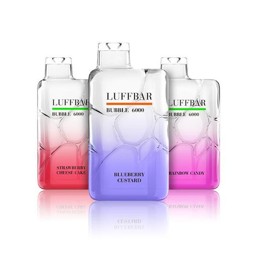 Luffbar Bubble 6000 Puffs Rechargeable Vape Disposable 10mL 10 Pack Best Flavor Strawberry Cheese Cake Blueberry Custard Rainbow Candy 