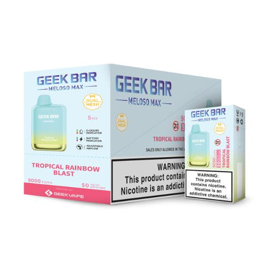Geek Bar Meloso MAX 9000 Puffs Disposable Vape 14mL Best Flavor Tropical Rainbow Blast