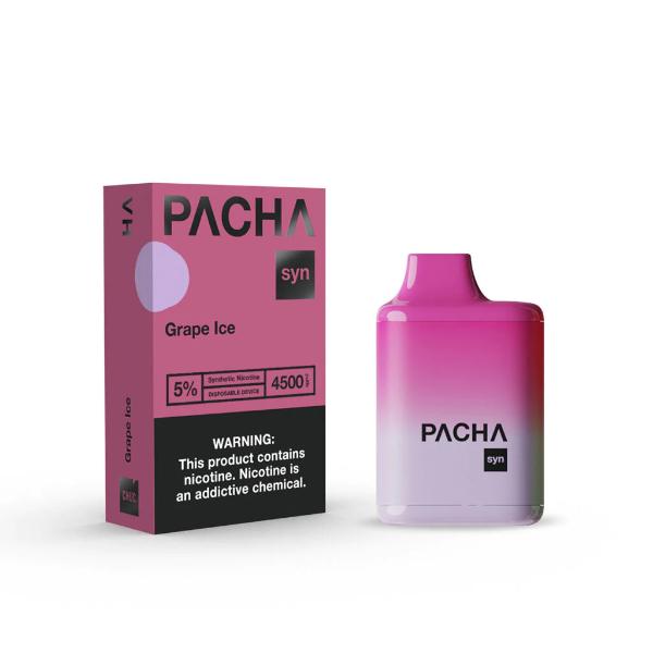 Pachamama Syn 4500 Puffs Rechargeable Vape Disposable 12mL 10 Pack Best Flavor Grape Ice