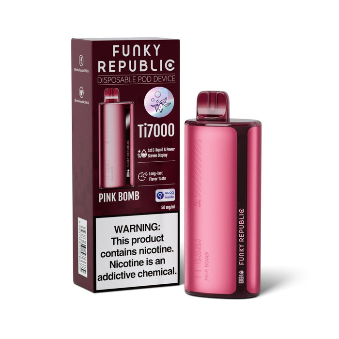 Funky Republic Ti7000 Disposable Vape-5-Pack Best Flavor Pink Bomb