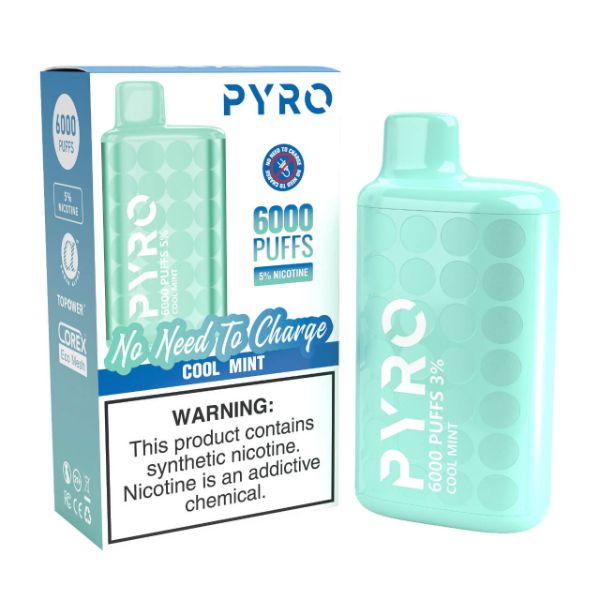 Pyro Disposable 6000 Puffs Disposable Vape 13mL Best Flavor Cool Mint