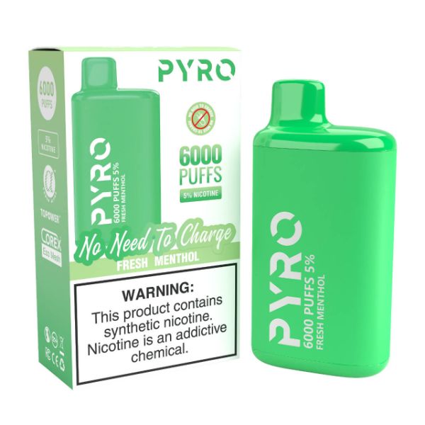 Pyro Disposable 6000 Puffs Disposable Vape 13mL Best Flavor Fresh Menthol