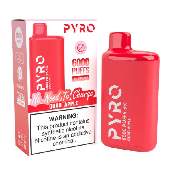 Pyro Disposable 6000 Puffs Disposable Vape 13mL Best Flavor Quad Apple
