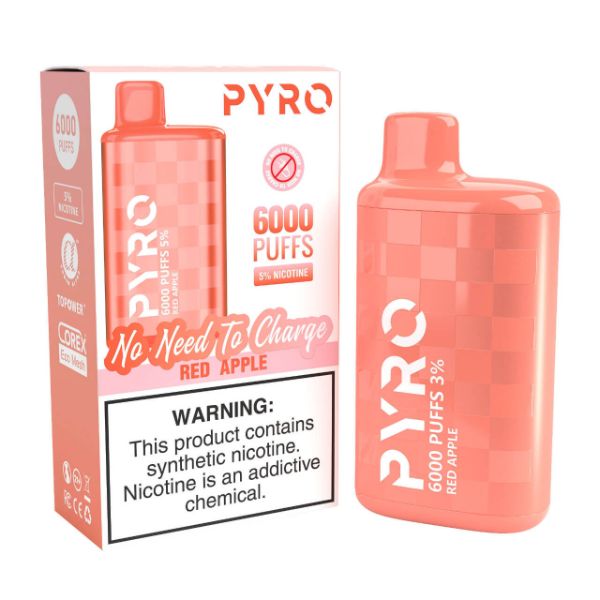 Pyro Disposable 6000 Puffs Disposable Vape 13mL Best Flavor Red Apple