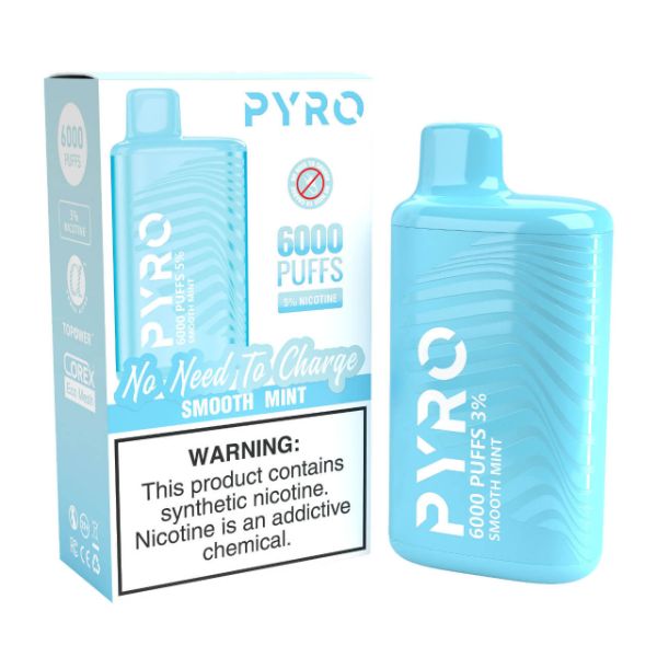 Pyro Disposable 6000 Puffs Disposable Vape 13mL Best Flavor Smooth Mint